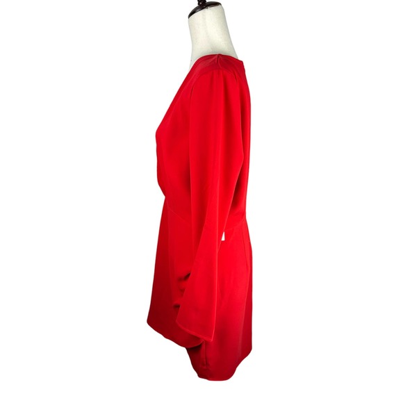 NEW Revolve Superdown Emile Deep V Faux Wrap Red Long Sleeve Mini Dress Size XL - Picture 6 of 8